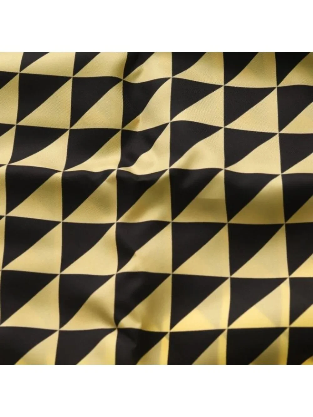 Prada Triangle Logo Print Silk Twill Scarf Black Gold - Picture 2 of 6